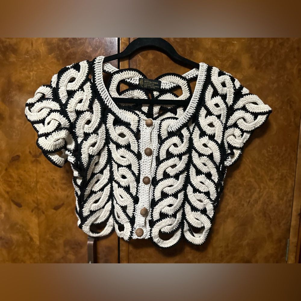 Rico international vintage crochet ring jacket top